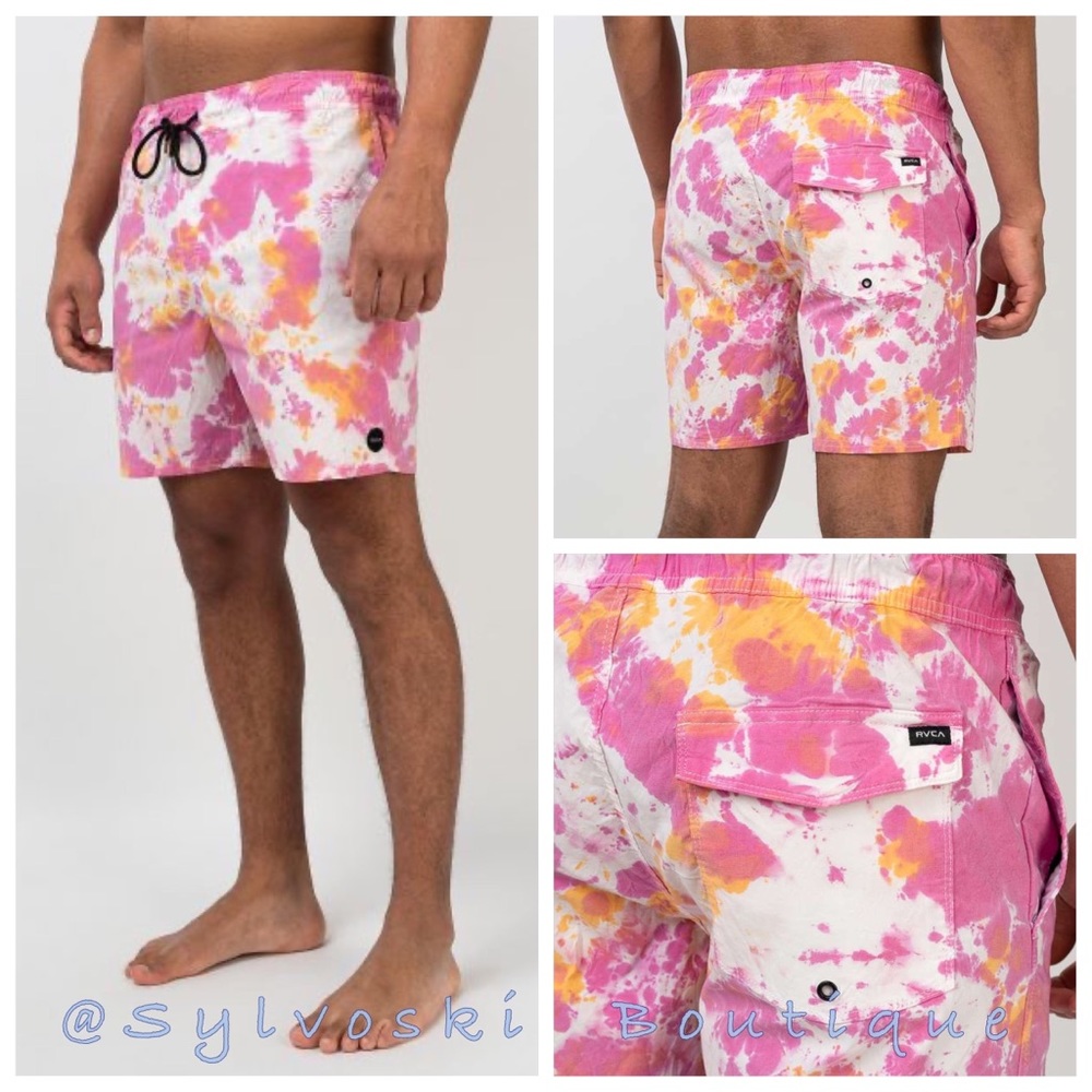 🔥RVCA MANIC ELASTIC - TIE-DYE ELASTIC WAIST SHORT FOR MEN NWT - Picture 1 of 10
